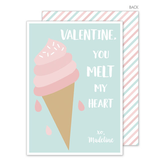 Ice Cream Cone Valentine Exchange Cards